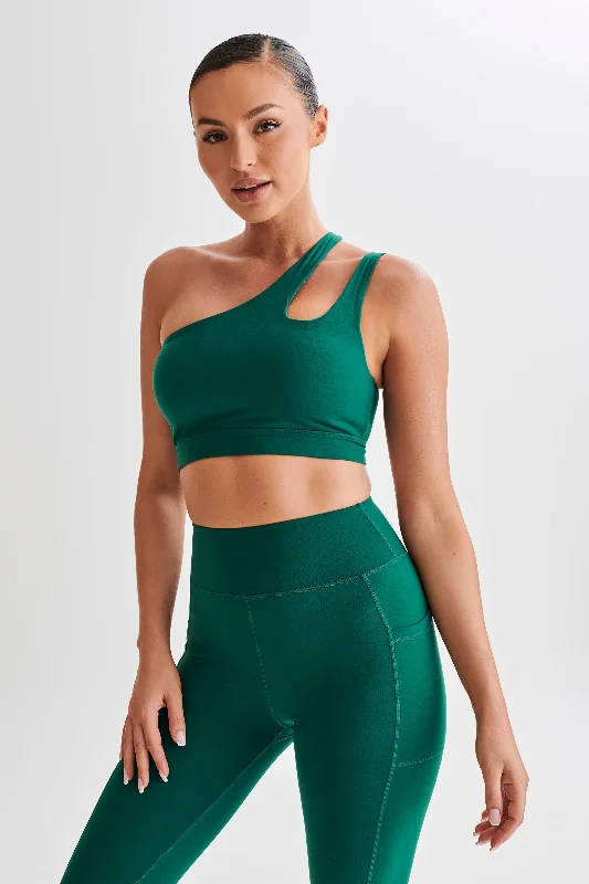 Floyd One Shoulder Crop Top - Green