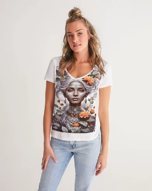 Blossom Indian Grey sister Women's All-Over Print V-Neck Tee