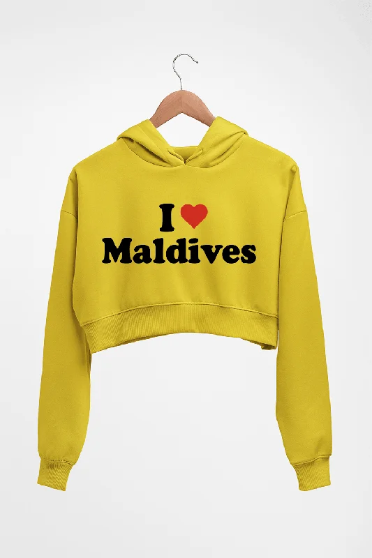 I Love Maldives Crop HOODIE FOR WOMEN