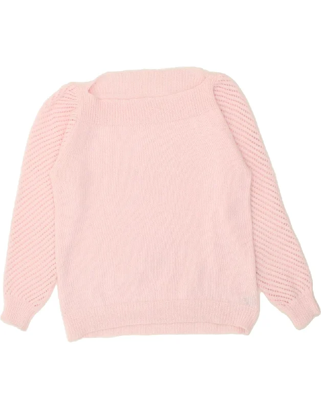 SHEIN Womens Boat Neck Jumper Sweater UK 14 Large Pink Polyester