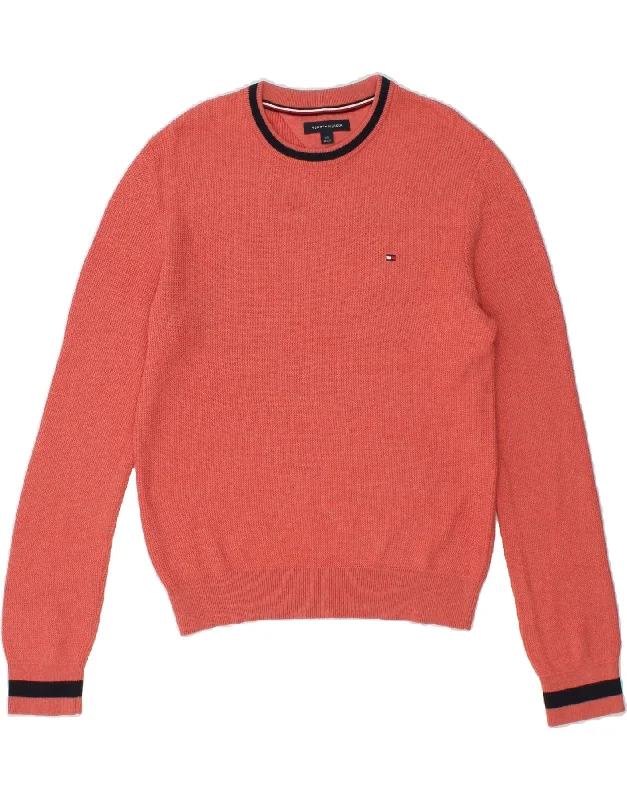 TOMMY HILFIGER Womens Crew Neck Jumper Sweater UK 16 Large Orange