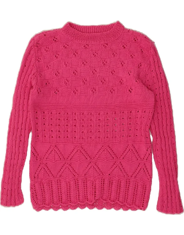 VINTAGE Womens Boat Neck Jumper Sweater UK 14 Medium Pink