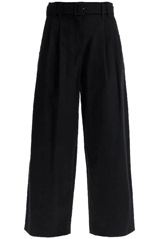 Wide Gabardine Trousers With  - Black