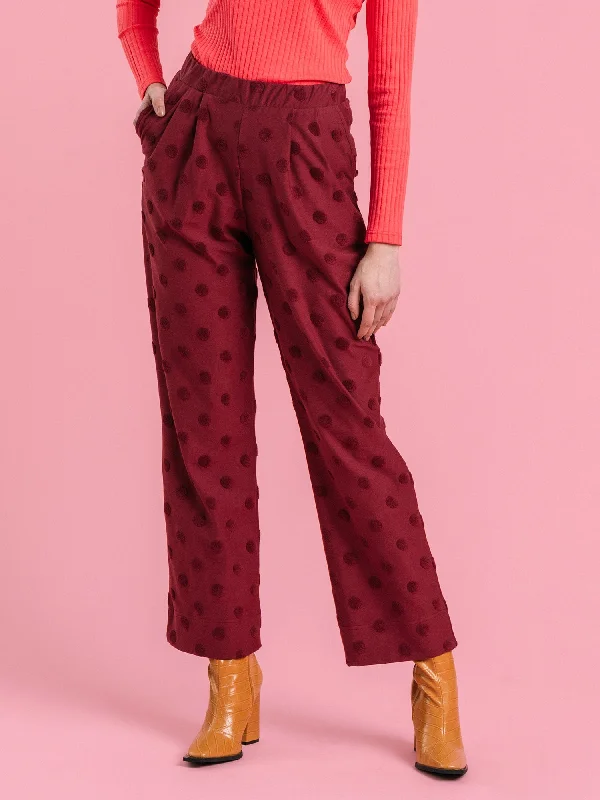 Jill Trousers Wine Red Big Dot