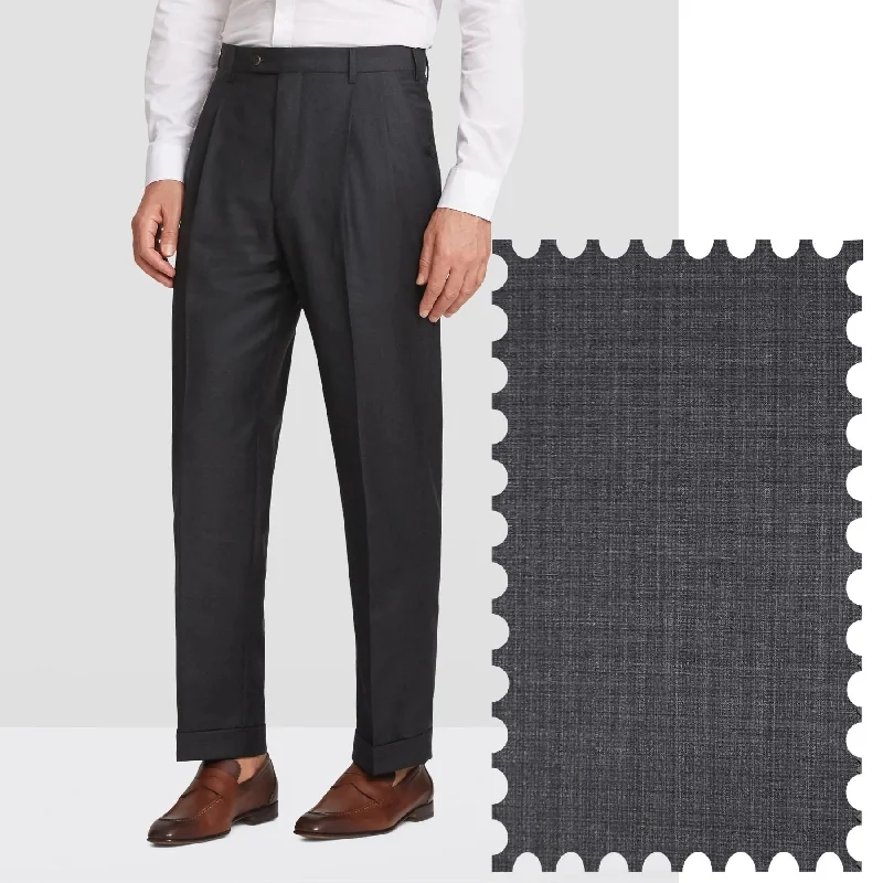 Bennett Double Pleated Super 120s Wool Fancy Trouser in Charcoal & Grey Crosshatch (Size 44) (Full Fit) - LIMITED EDITION by Zanella