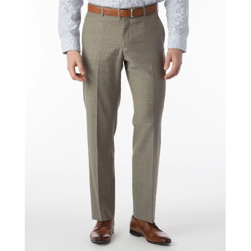 Sharkskin Super 120s Worsted Wool Comfort-EZE Trouser in British Tan (Flat Front Models) by Ballin