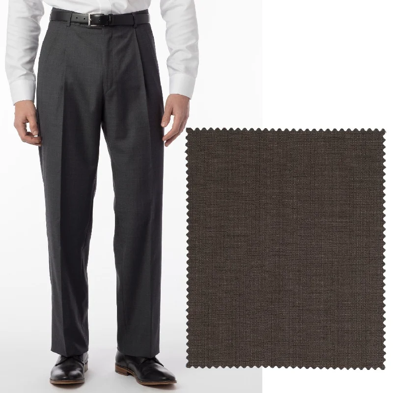 Sharkskin Super 120s Worsted Wool Comfort-EZE Trouser in Chestnut (Manchester Pleated Model) by Ballin