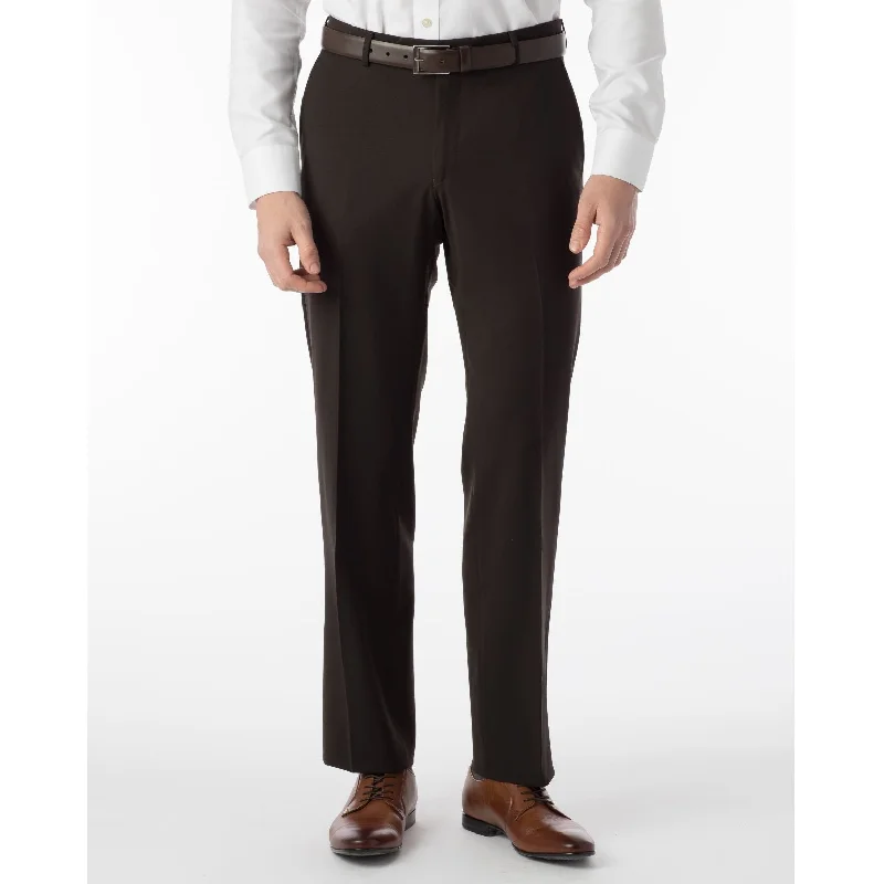 Super 120s Wool Gabardine Comfort-EZE Trouser in Brown (Flat Front Models) by Ballin