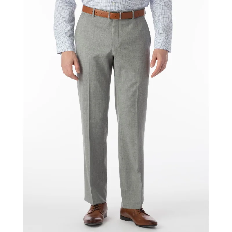 Super 120s Wool Gabardine Comfort-EZE Trouser in Pearl Grey (Flat Front Models) by Ballin